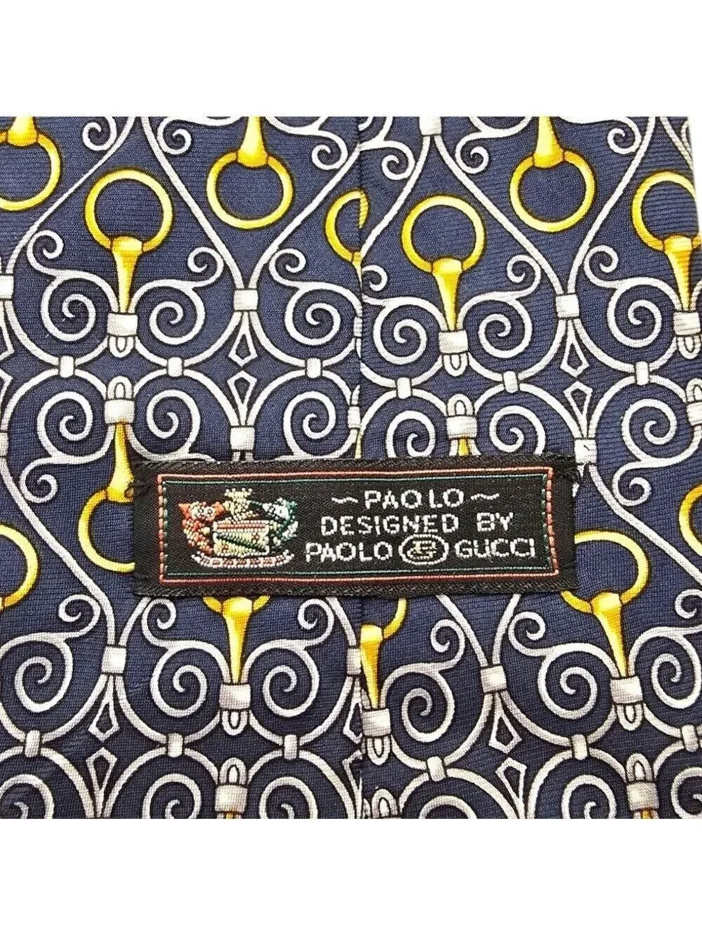 Paolo Gucci Vintage Hand Finished Italian Silk Horsebit Tie